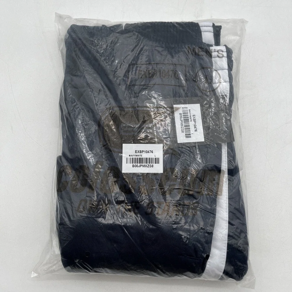 Colosseum Athletics Tearaway Track Pants Navy/ White Snap Button Sides L New